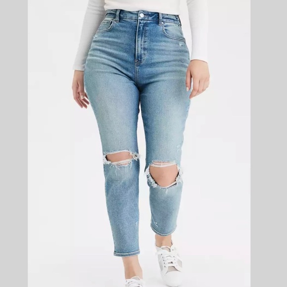 AE Stretch Ripped Mom Jean - Picture 2 of 6
